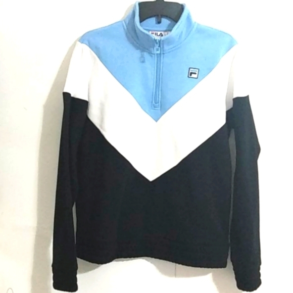 FILA NWOT PULLOVER COLORBLOCK LONG SLEEVE FLEECE SWEATSHIRT SIZE MEDIUM - Picture 2 of 10